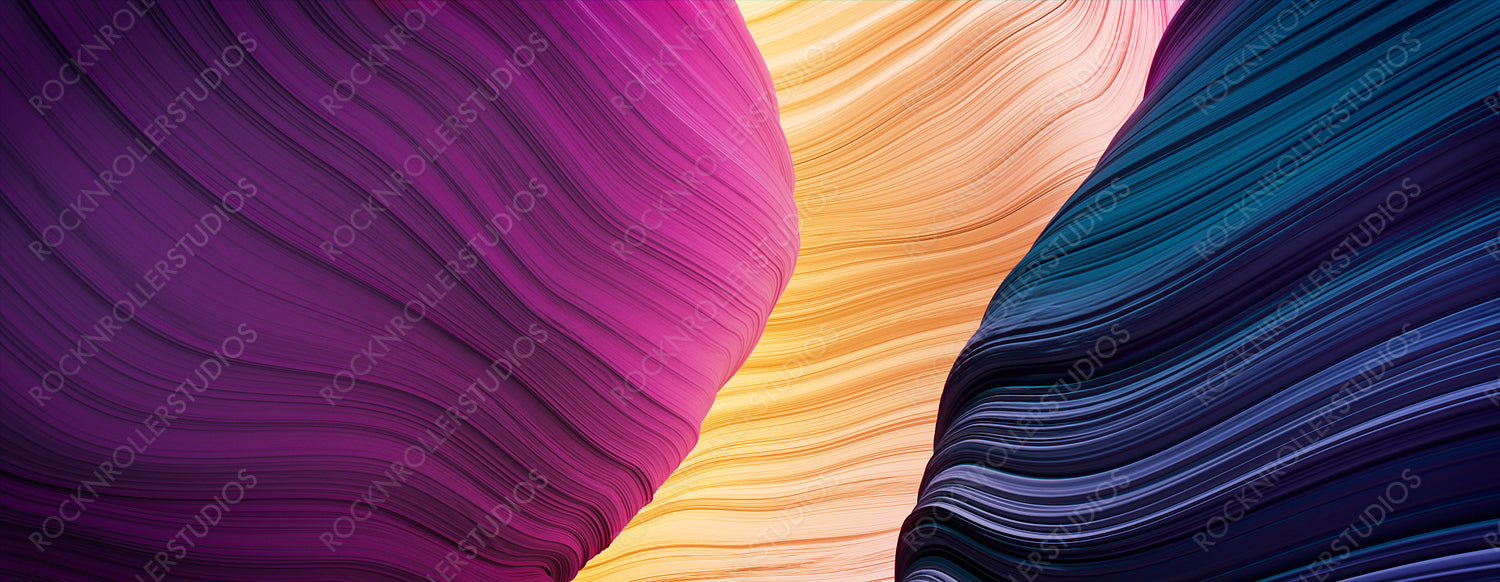 Abstract 3D Render with Natural, Undulating Surfaces. Modern Pink and Yellow Background.