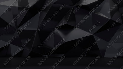 Black 3D Polygon Wall. Contemporary Interior Design Background.