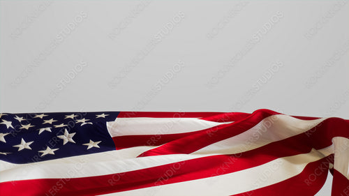 American Flag Banner for Veterans Day Isolated on White. Premium Holiday Background with Copy-Space.