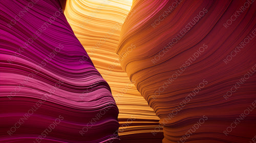 Abstract 3D Render with Elegant, Undulating Forms. Modern Pink and Yellow Background.