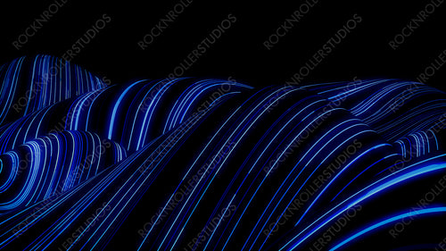 Abstract 3D Technology concept. Big Data and Artificial Intelligence represented as a High Tech Futuristic Flow Line waves. Abstract background. 3D render