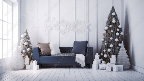 Christmas Home. Contemporary Interior Design Background. Generative AI.