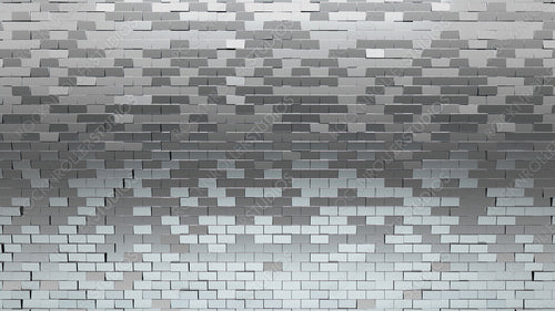 Rectangular, 3D Wall background with tiles. Silver, tile Wallpaper with Luxurious, Polished blocks. 3D Render