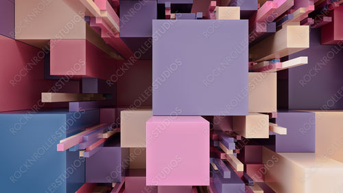 Multicolored 3D Block background. Tech Wallpaper with Pastel colors. 3D Render