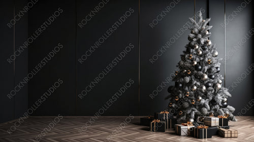 Christmas Interior Design Background. Contemporary Room. Generative AI.