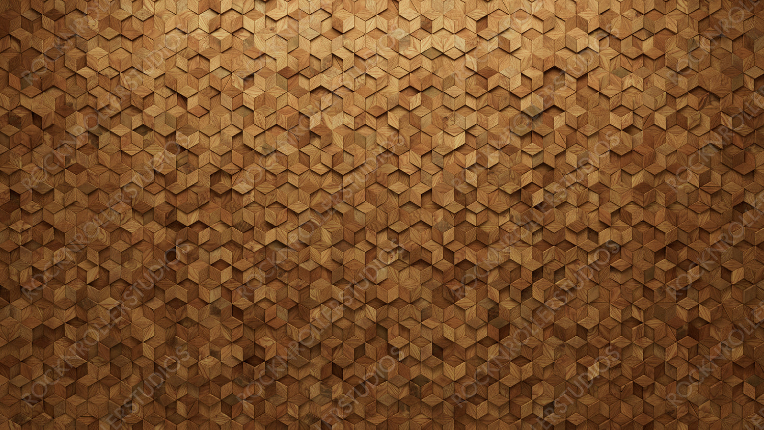 Soft sheen Tiles arranged to create a Diamond Shaped wall. Wood, 3D Background formed from Natural blocks. 3D Render