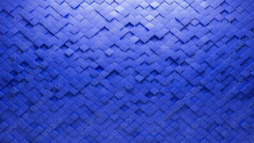 Futuristic, Arabesque Wall background with tiles. 3D, tile Wallpaper with Polished, Blue blocks. 3D Render