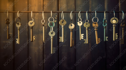 Hanging Antique Keys. Concept image.