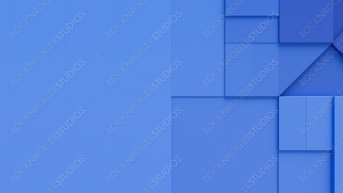 Blue 3D Shapes neatly organized to make a Futuristic abstract background. 3D Render with copy-space.
