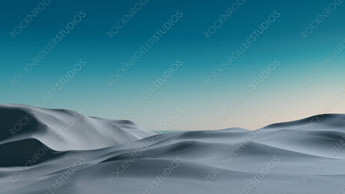 Undulating Sand Dunes form a Peaceful Desert Landscape. Morning Wallpaper with Turquoise Gradient Sky.