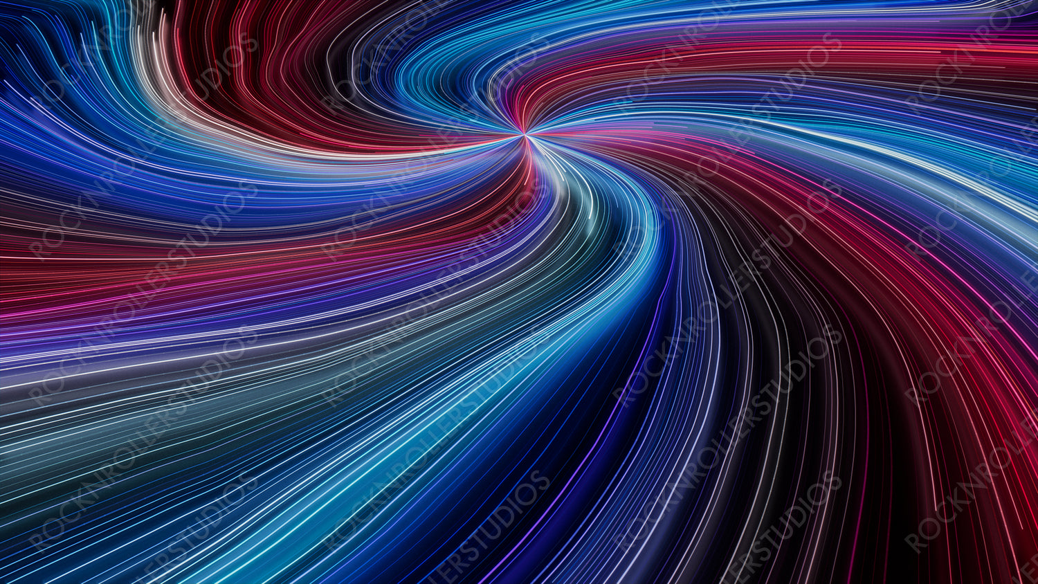 Blue, Pink and Purple Colored Curves form Wavy Neon Background. 3D Render.