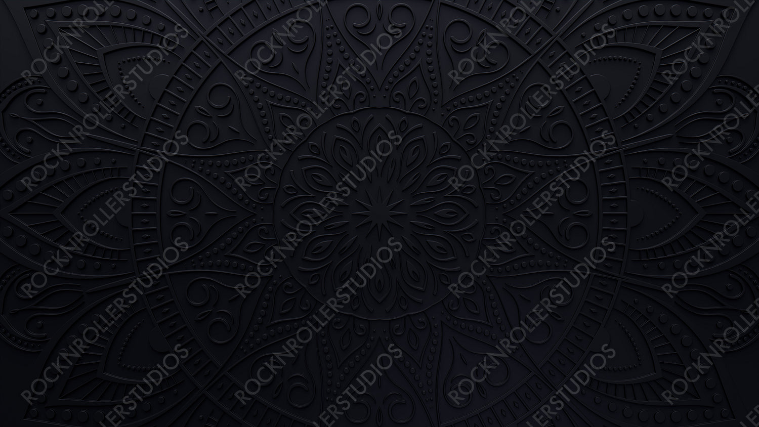 Diwali Celebration Background, with Black 3D Mandala Pattern. 3D Render.
