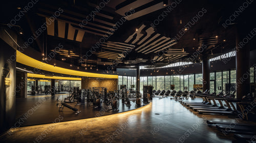 Modern Gym. Contemporary Interior Design Background. Generative AI.