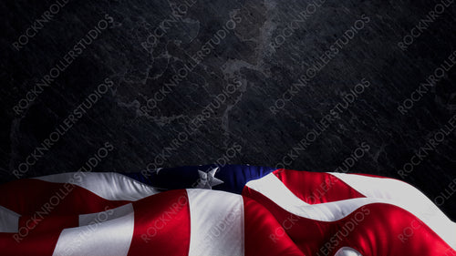 Memorial Day Banner. Authentic Holiday Background featuring United States Flag on Black Rock with Copy-Space.