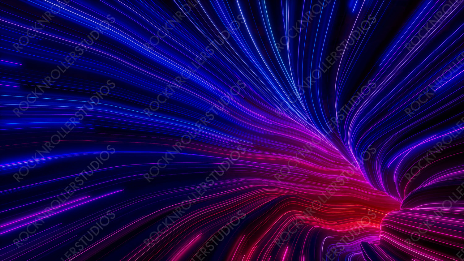 Colorful Lines Tunnel with Purple, Blue and Pink Swirls. 3D Render.