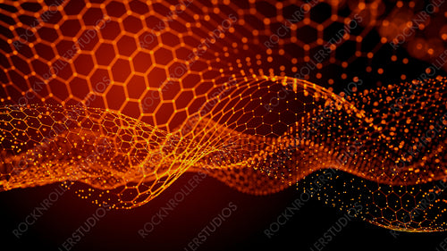 Abstract 3D Technology concept. Big Data and Artificial Intelligence represented as a High Tech Futuristic Particle Network. Abstract background. 3D render