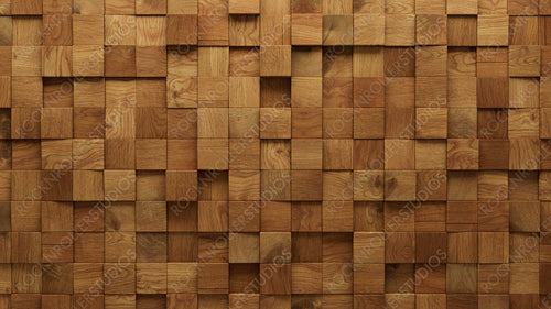 Square, Soft sheen Wall background with tiles. 3D, tile Wallpaper with Wood, Timber blocks. 3D Render