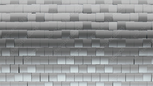 Polished Tiles arranged to create a Square wall. 3D, Luxurious Background formed from Silver blocks. 3D Render