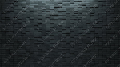 3D, Concrete Mosaic Tiles arranged in the shape of a wall. Rectangular, Polished, Bricks stacked to create a Semigloss block background. 3D Render