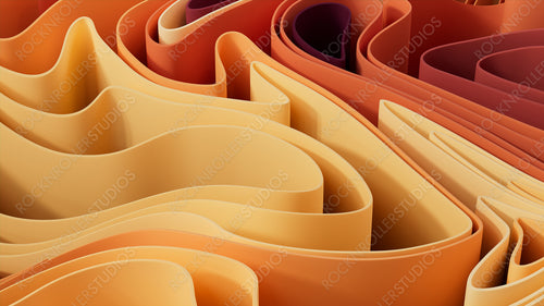 Abstract background formed from Orange and Yellow 3D Undulating lines. Multicolored 3D Render.