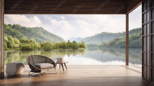 Contemporary Interior Design Background. Modern Terrace. Generative AI.