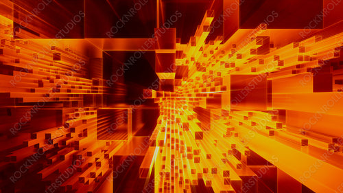 Futuristic, Orange 3D Block background. Vibrant colored Tech Wallpaper. 3D Render
