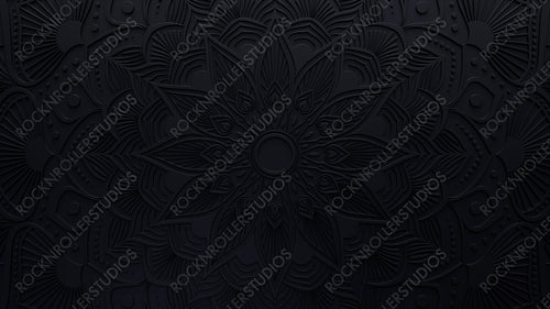 Black Decorative Pattern Wallpaper. Three-dimensional Diwali Festival Concept. 3D Render.