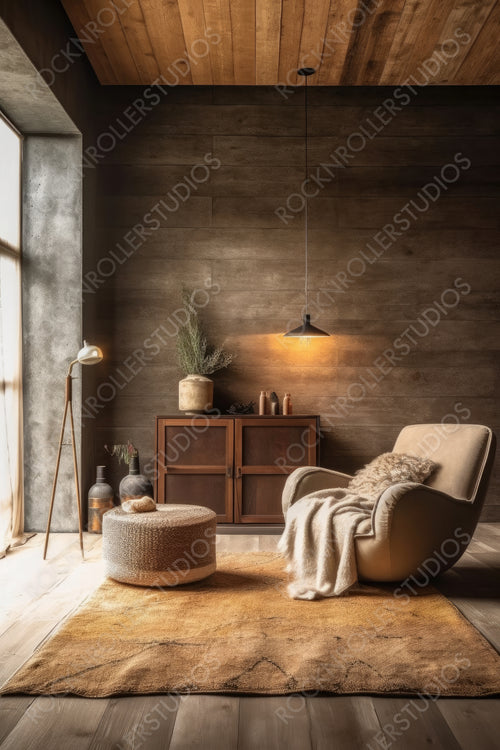 Stylish Room. Cozy Interior Design Background. Generative AI.