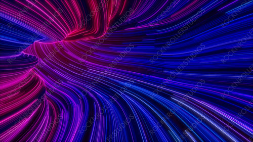 Colorful Neon Tunnel with Purple, Blue and Pink Swirls. 3D Render.