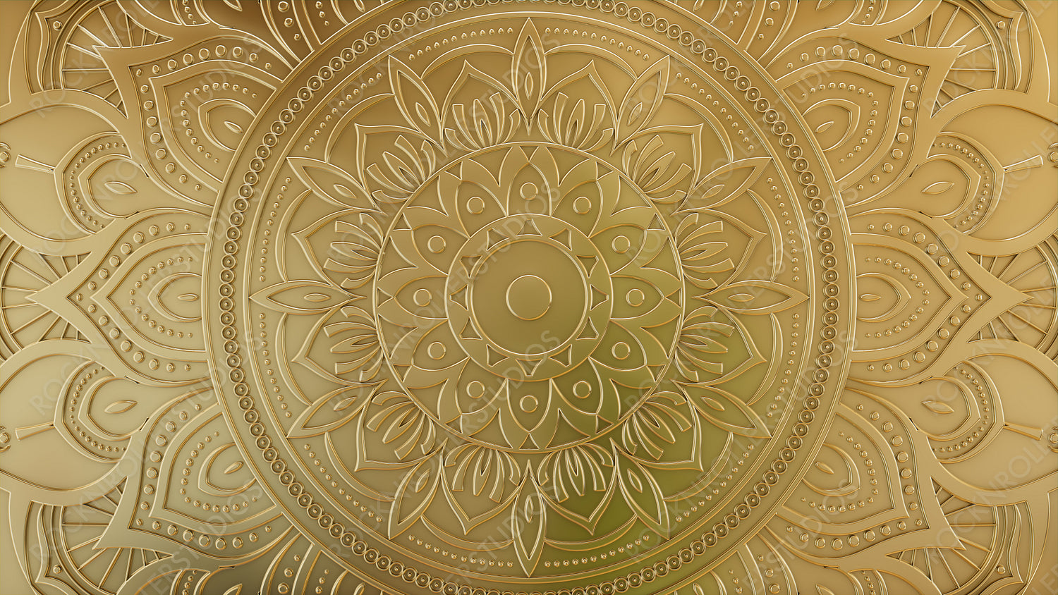 Gold Mandala Pattern Wallpaper. 3D Diwali Festival Concept. 3D Render.