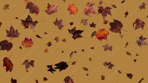 Fall themed Background, with Leaves against Mid Yellow Color. Holiday Banner with copy-space.