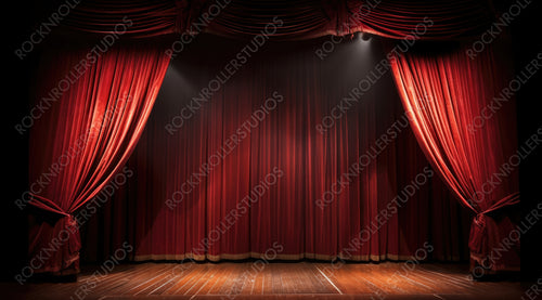 Magic Theatre Stage Red Curtains Show Spotlight