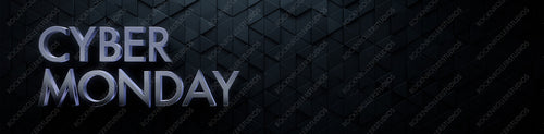 Triangle Tile Background with Glossy Cyber Monday Typography. Luxury 3D Promotional Banner with copy-space.