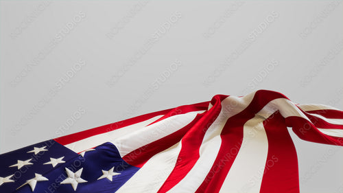 American Flag Banner for Memorial Day Isolated on White. Premium Holiday Background with Copy-Space.