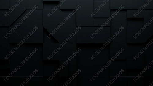 Black 3D Shapes neatly organized to make a Futuristic abstract background. 3D Render .
