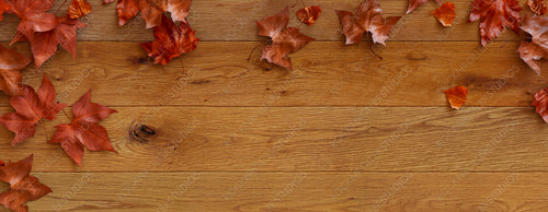 Fall flat lay with leaves. Thanksgiving concept with space for text.