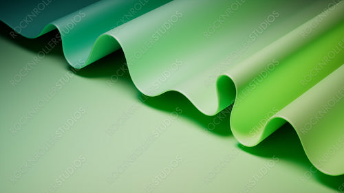 Green and Teal Ripple Wallpaper. Modern 3D Abstract Background with Copy-Space.