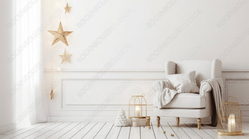 Christmas livingroom Background. Contemporary Interior Design. Generative AI.