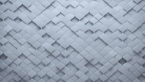 White, Semigloss Wall background with tiles. Arabesque, tile Wallpaper with Polished, 3D blocks. 3D Render