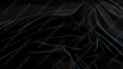 Black Fabric with Ripples and Folds. Wavy Surface Wallpaper.