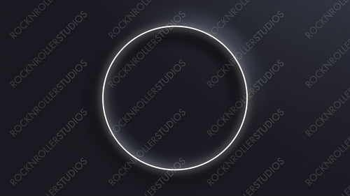 Black Surface with Embossed Shape and White Illuminated Edge. Tech Background with Neon Circle. 3D Render.