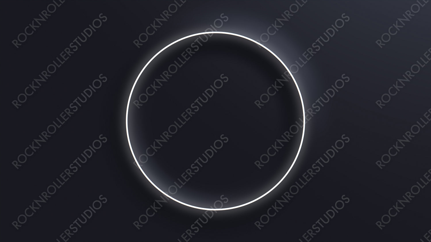 Black Surface with Embossed Shape and White Illuminated Edge. Tech Background with Neon Circle. 3D Render.