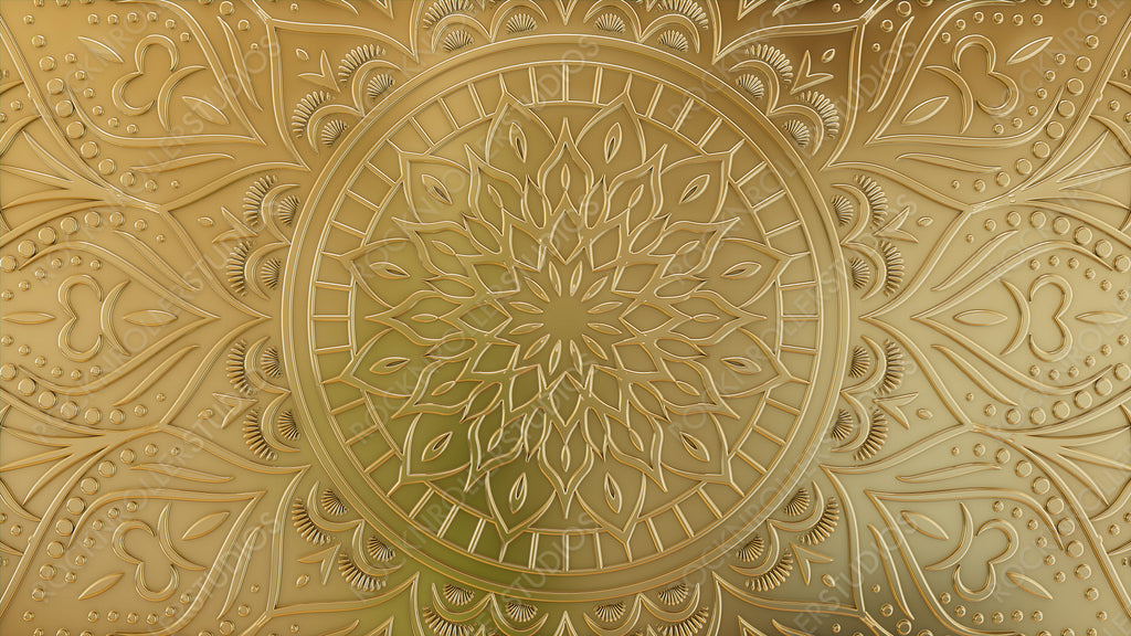Diwali Festival Background, with Gold Three-dimensional Ornate Design. 3D Render.
