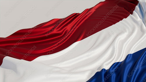 Flag of Netherlands on a White surface. Euro 2020 Football Background.