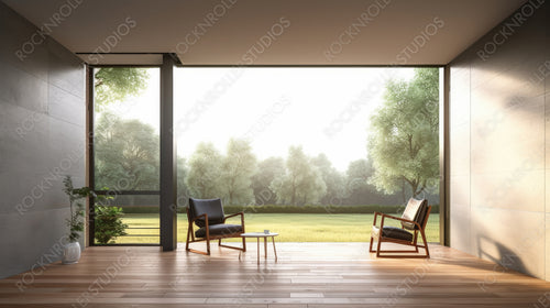 Contemporary Terrace. Modern Interior Design Background. Generative AI.