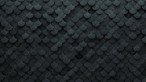 Concrete Tiles arranged to create a Fish Scale wall. 3D, Futuristic Background formed from Polished blocks. 3D Render