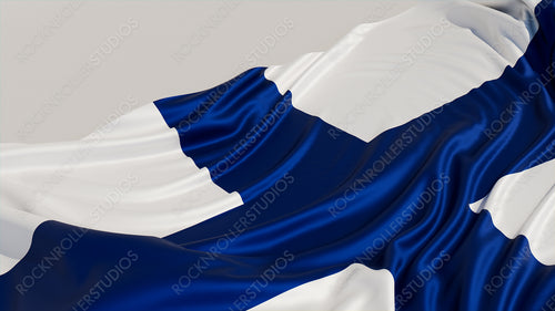 Flag of Finland on a White surface. Euro 2020 Soccer Wallpaper.