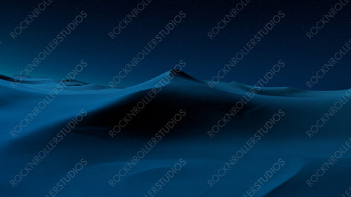 Undulating Sand Dunes form a Scenic Desert Landscape. Night Background with Blue Gradient Starry Sky.