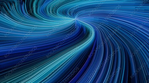 Blue, Purple and Turquoise Colored Swirls form Colorful Neon Lines Background. 3D Render.