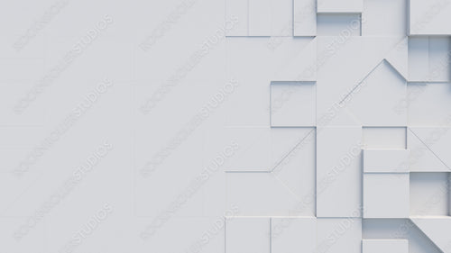 Abstract wallpaper made of White 3D Shapes. Business 3D Render with copy-space.